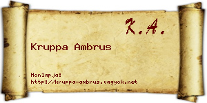 Kruppa Ambrus névjegykártya